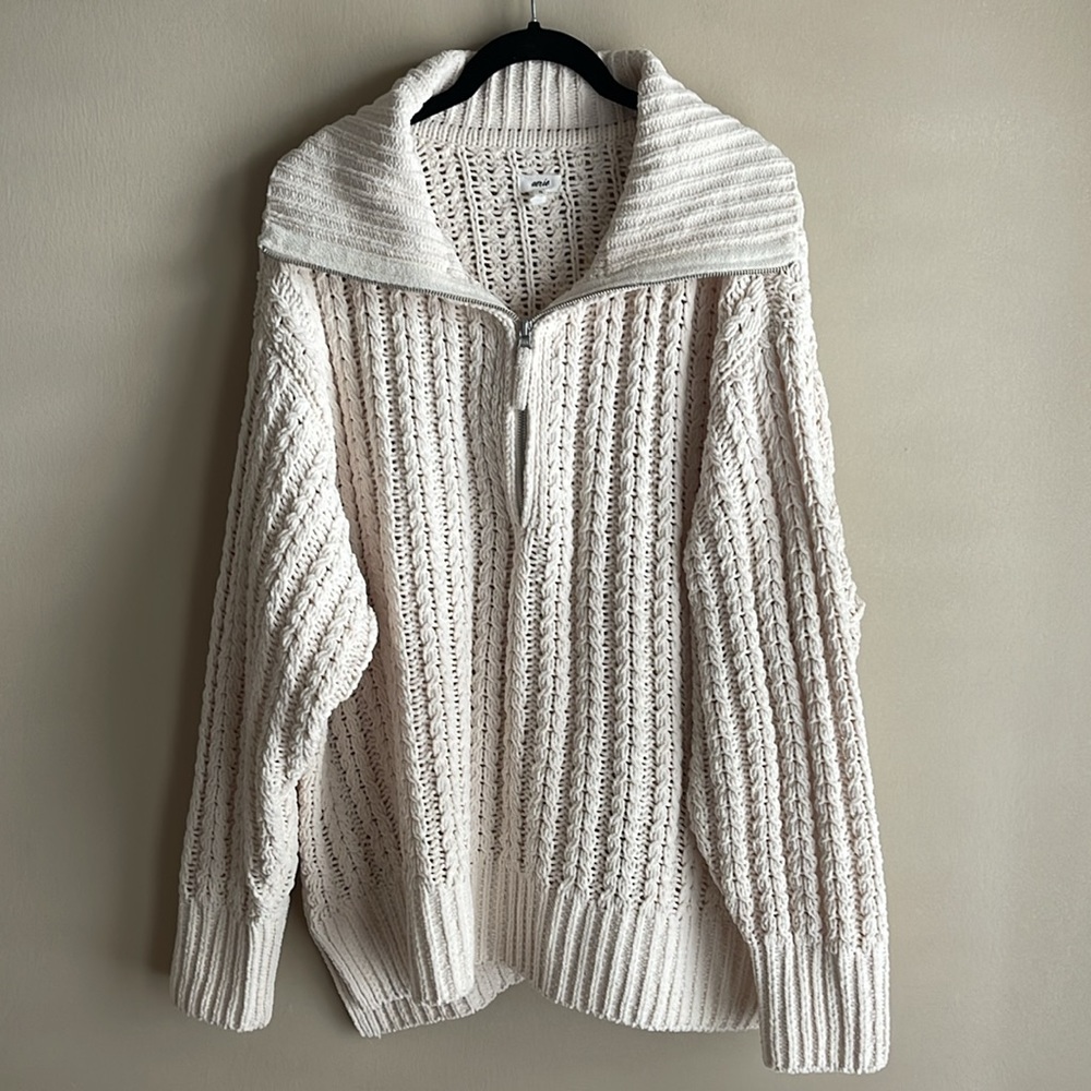 Aerie Cable Car Quarter Zip Sweater XL